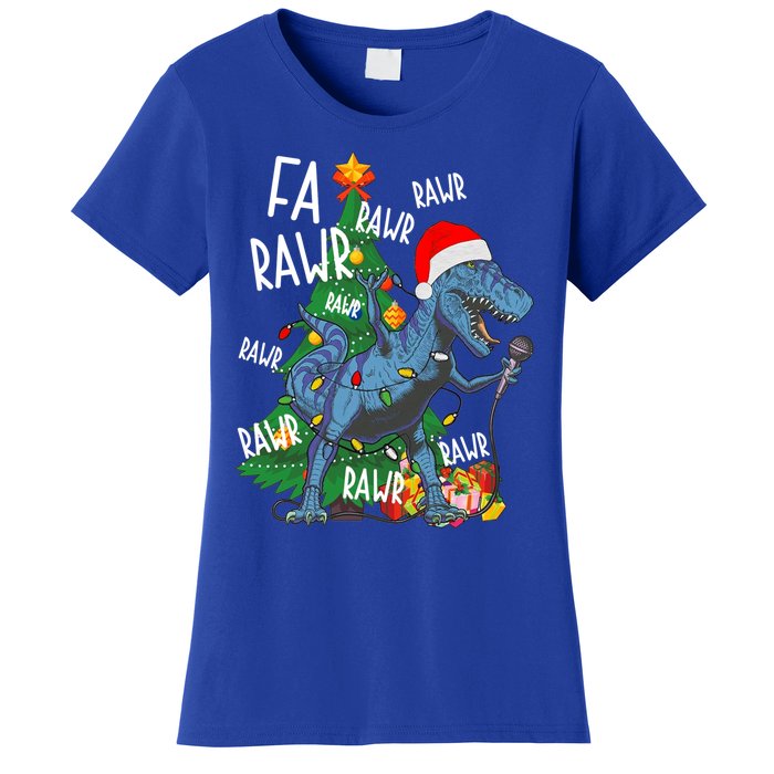 Christmas Dinosaur Fa Rawr Tmeaningful Giftrex Santa Funny Dino Xmas Fun Cool Gi Women's T-Shirt