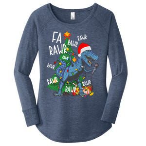 Christmas Dinosaur Fa Rawr Tmeaningful Giftrex Santa Funny Dino Xmas Fun Cool Gi Women's Perfect Tri Tunic Long Sleeve Shirt