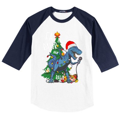 Christmas Dinosaur Fa Rawr Tmeaningful Giftrex Santa Funny Dino Xmas Fun Cool Gi Baseball Sleeve Shirt