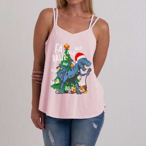 Christmas Dinosaur Fa Rawr Tmeaningful Giftrex Santa Funny Dino Xmas Fun Cool Gi Women's Strappy Tank