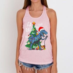 Christmas Dinosaur Fa Rawr Tmeaningful Giftrex Santa Funny Dino Xmas Fun Cool Gi Women's Knotted Racerback Tank