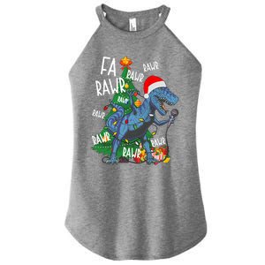 Christmas Dinosaur Fa Rawr Tmeaningful Giftrex Santa Funny Dino Xmas Fun Cool Gi Women's Perfect Tri Rocker Tank