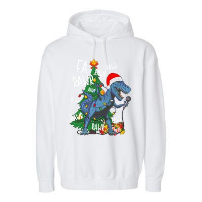 Christmas Dinosaur Fa Rawr Tmeaningful Giftrex Santa Funny Dino Xmas Fun Cool Gi Garment-Dyed Fleece Hoodie