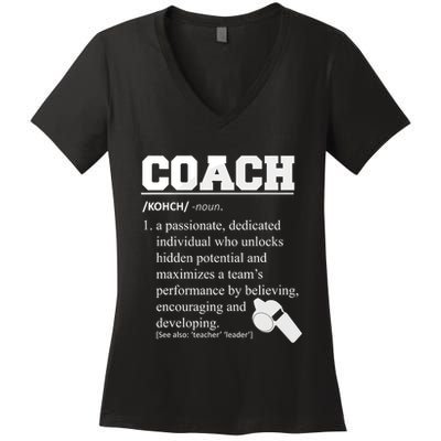 Coach Definition Funny Coach Women's V-Neck T-Shirt