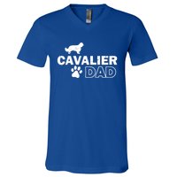 Cavalier Dad Funny Cute Dog Owner Adopt Rescue Fathers Day Gift V-Neck T-Shirt