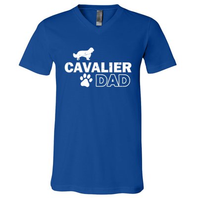 Cavalier Dad Funny Cute Dog Owner Adopt Rescue Fathers Day Gift V-Neck T-Shirt