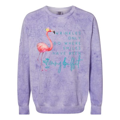 Cute Design Flamingo Wrinkles Only Go Where Smiles Have Been Colorblast Crewneck Sweatshirt