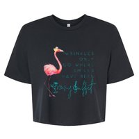 Cute Design Flamingo Wrinkles Only Go Where Smiles Have Been Bella+Canvas Jersey Crop Tee