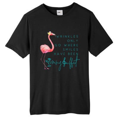 Cute Design Flamingo Wrinkles Only Go Where Smiles Have Been Tall Fusion ChromaSoft Performance T-Shirt