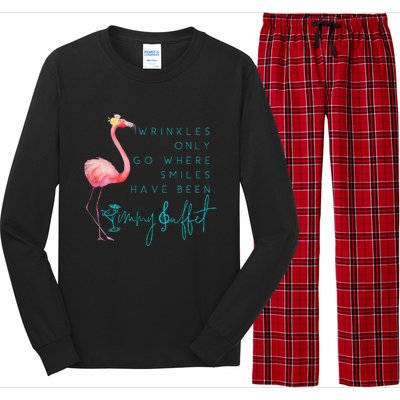 Cute Design Flamingo Wrinkles Only Go Where Smiles Have Been Long Sleeve Pajama Set