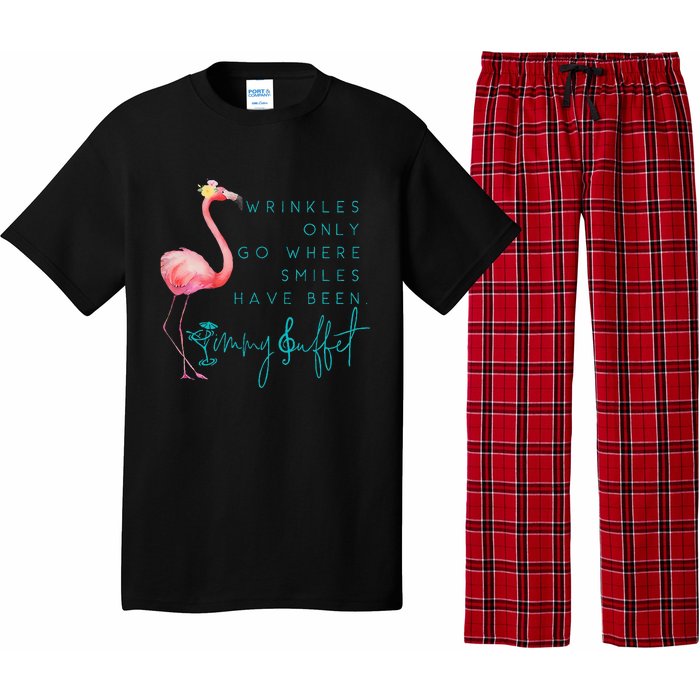 Cute Design Flamingo Wrinkles Only Go Where Smiles Have Been Pajama Set