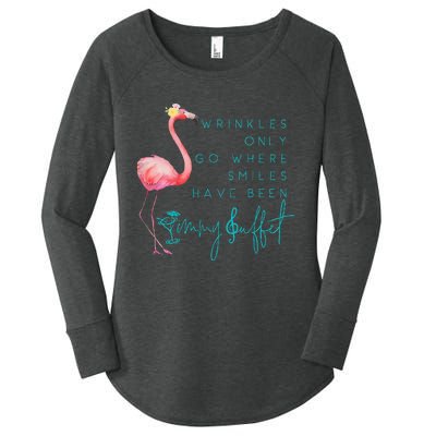 Cute Design Flamingo Wrinkles Only Go Where Smiles Have Been Women's Perfect Tri Tunic Long Sleeve Shirt