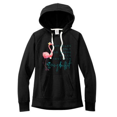 Cute Design Flamingo Wrinkles Only Go Where Smiles Have Been Women's Fleece Hoodie