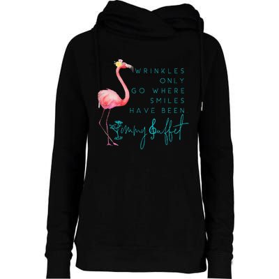 Cute Design Flamingo Wrinkles Only Go Where Smiles Have Been Womens Funnel Neck Pullover Hood