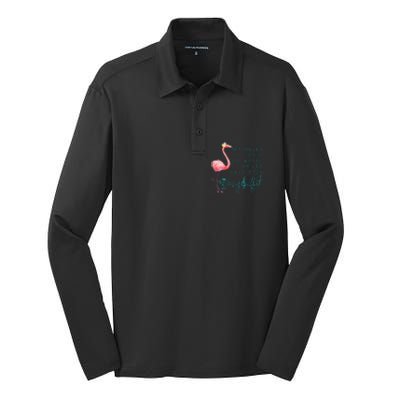 Cute Design Flamingo Wrinkles Only Go Where Smiles Have Been Silk Touch Performance Long Sleeve Polo