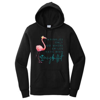 Cute Design Flamingo Wrinkles Only Go Where Smiles Have Been Women's Pullover Hoodie