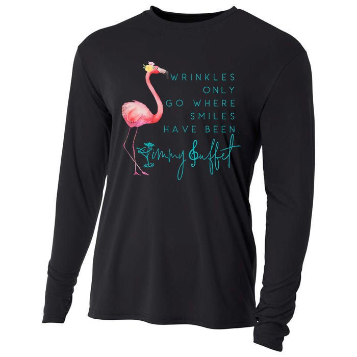 Cute Design Flamingo Wrinkles Only Go Where Smiles Have Been Cooling Performance Long Sleeve Crew