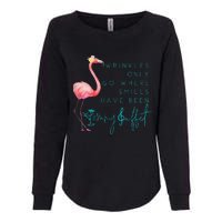 Cute Design Flamingo Wrinkles Only Go Where Smiles Have Been Womens California Wash Sweatshirt