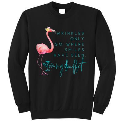 Cute Design Flamingo Wrinkles Only Go Where Smiles Have Been Tall Sweatshirt