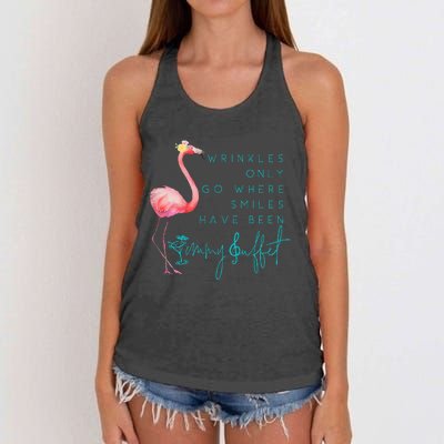 Cute Design Flamingo Wrinkles Only Go Where Smiles Have Been Women's Knotted Racerback Tank