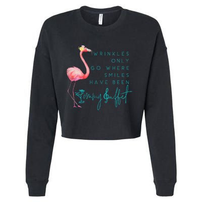 Cute Design Flamingo Wrinkles Only Go Where Smiles Have Been Cropped Pullover Crew