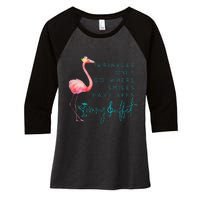 Cute Design Flamingo Wrinkles Only Go Where Smiles Have Been Women's Tri-Blend 3/4-Sleeve Raglan Shirt