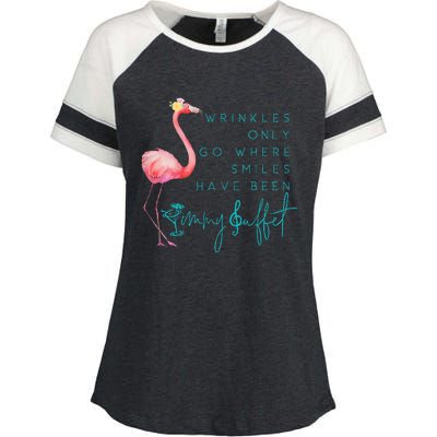 Cute Design Flamingo Wrinkles Only Go Where Smiles Have Been Enza Ladies Jersey Colorblock Tee