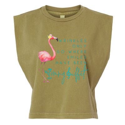 Cute Design Flamingo Wrinkles Only Go Where Smiles Have Been Garment-Dyed Women's Muscle Tee