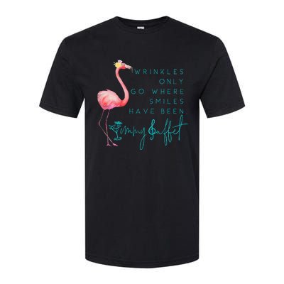 Cute Design Flamingo Wrinkles Only Go Where Smiles Have Been Softstyle CVC T-Shirt