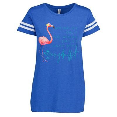 Cute Design Flamingo Wrinkles Only Go Where Smiles Have Been Enza Ladies Jersey Football T-Shirt