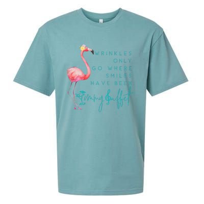 Cute Design Flamingo Wrinkles Only Go Where Smiles Have Been Sueded Cloud Jersey T-Shirt