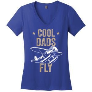 Cool Dads Fly Seaplane Gift Pilot Airplane Gift Women's V-Neck T-Shirt