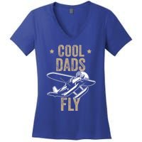 Cool Dads Fly Seaplane Gift Pilot Airplane Gift Women's V-Neck T-Shirt