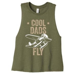 Cool Dads Fly Seaplane Gift Pilot Airplane Gift Women's Racerback Cropped Tank