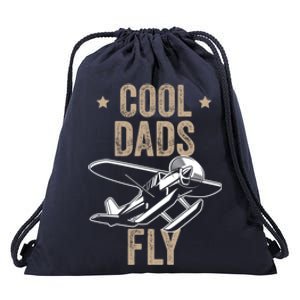 Cool Dads Fly Seaplane Gift Pilot Airplane Gift Drawstring Bag