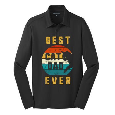 Cat Dad Father Cats Funny For Son Nephew Best Cat Dad Ever Gift Silk Touch Performance Long Sleeve Polo