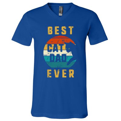 Cat Dad Father Cats Funny For Son Nephew Best Cat Dad Ever Gift V-Neck T-Shirt