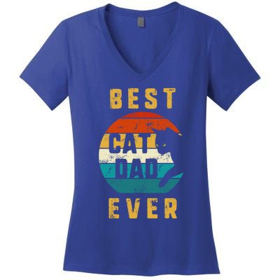 Cat Dad Father Cats Funny For Son Nephew Best Cat Dad Ever Gift Women's V-Neck T-Shirt