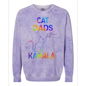 Cat Dads For Kamala Tie Dye Harris Madam President 47 Colorblast Crewneck Sweatshirt