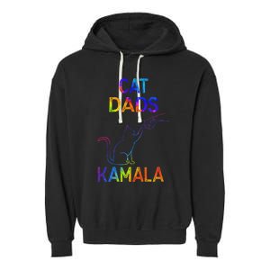 Cat Dads For Kamala Tie Dye Harris Madam President 47 Garment-Dyed Fleece Hoodie