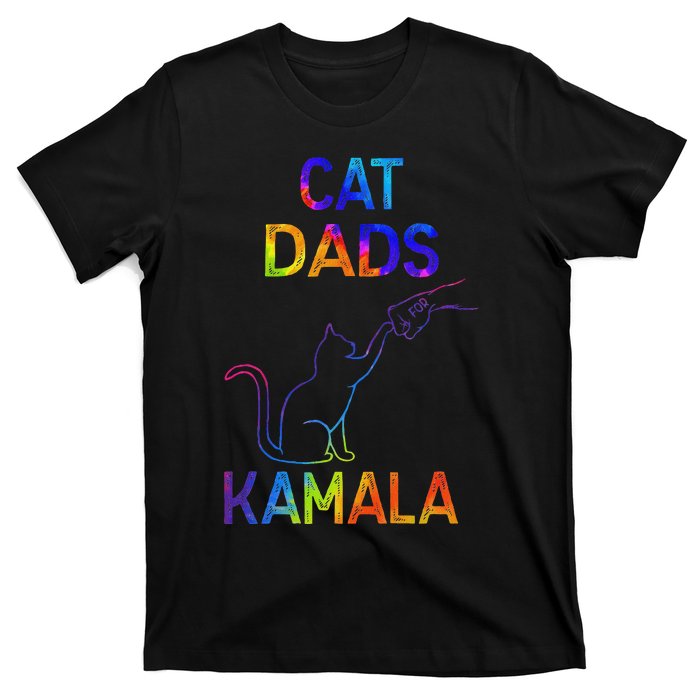 Cat Dads For Kamala Tie Dye Harris Madam President 47 T-Shirt