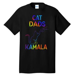 Cat Dads For Kamala Tie Dye Harris Madam President 47 Tall T-Shirt