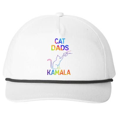 Cat Dads For Kamala Tie Dye Harris Madam President 47 Snapback Five-Panel Rope Hat