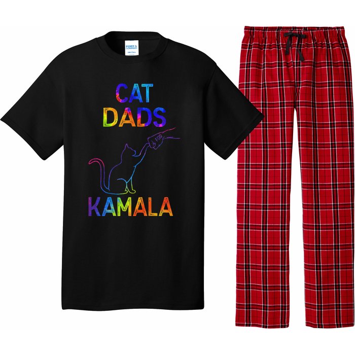 Cat Dads For Kamala Tie Dye Harris Madam President 47 Pajama Set