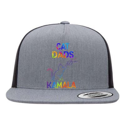 Cat Dads For Kamala Tie Dye Harris Madam President 47 Flat Bill Trucker Hat