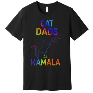 Cat Dads For Kamala Tie Dye Harris Madam President 47 Premium T-Shirt