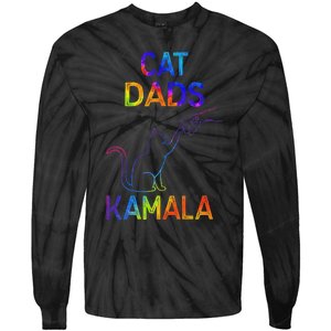 Cat Dads For Kamala Tie Dye Harris Madam President 47 Tie-Dye Long Sleeve Shirt