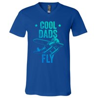 Cool Dads Fly Seaplane Gift Pilot Airplane Gift V-Neck T-Shirt