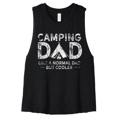 Camping Dad Funny Camper Fathers Day Camping Dad Women's Racerback Cropped Tank