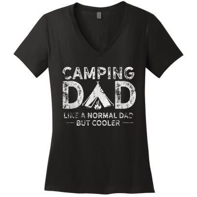 Camping Dad Funny Camper Fathers Day Camping Dad Women's V-Neck T-Shirt